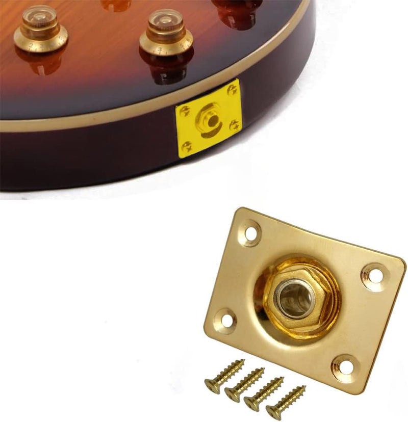 JD.Moon Square Metal 1/4 Output Jack Plate Input Jack Socket for Electric Guitar Bass (Gold) - Image 4